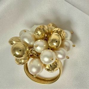 18K Gold & Pearl Bouquet Ring, EnTremblant,ITALY, VINTAGE